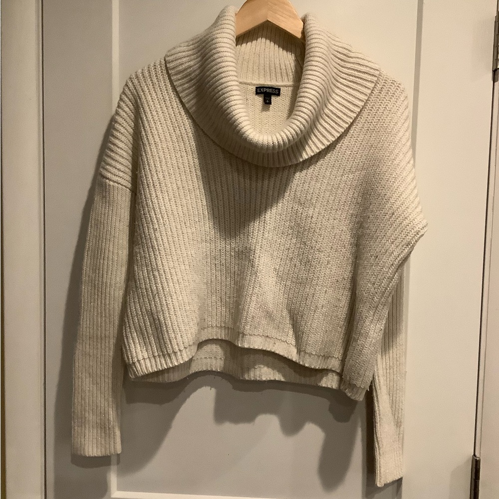 Express Cream Cowl Neck Sweater